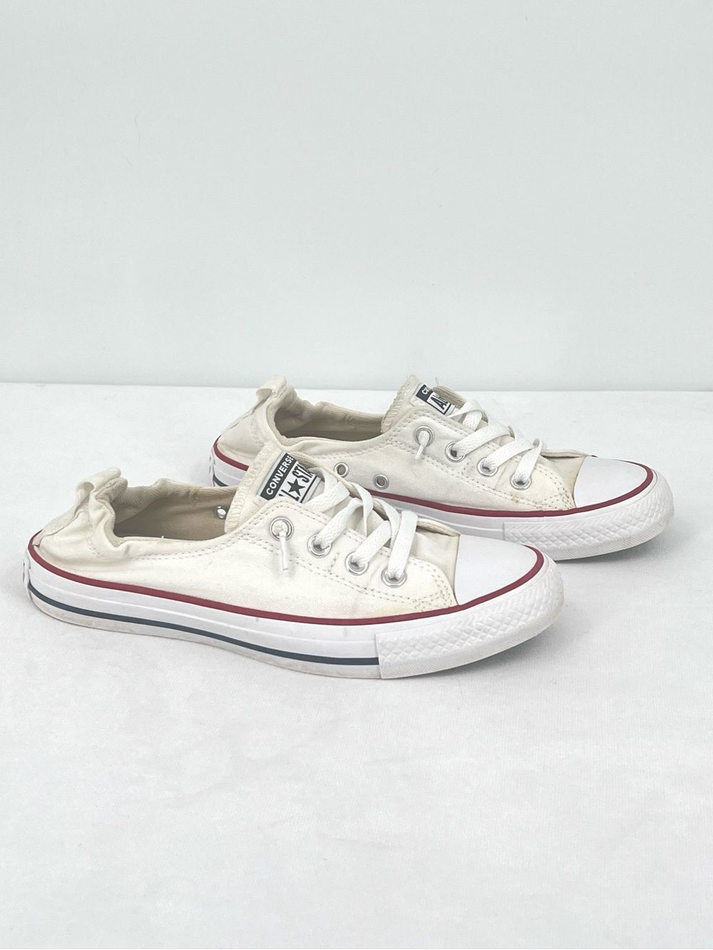 Converse Chuck Taylor All Star Shoreline White Canvas Slip On Sneakers Size W8.5